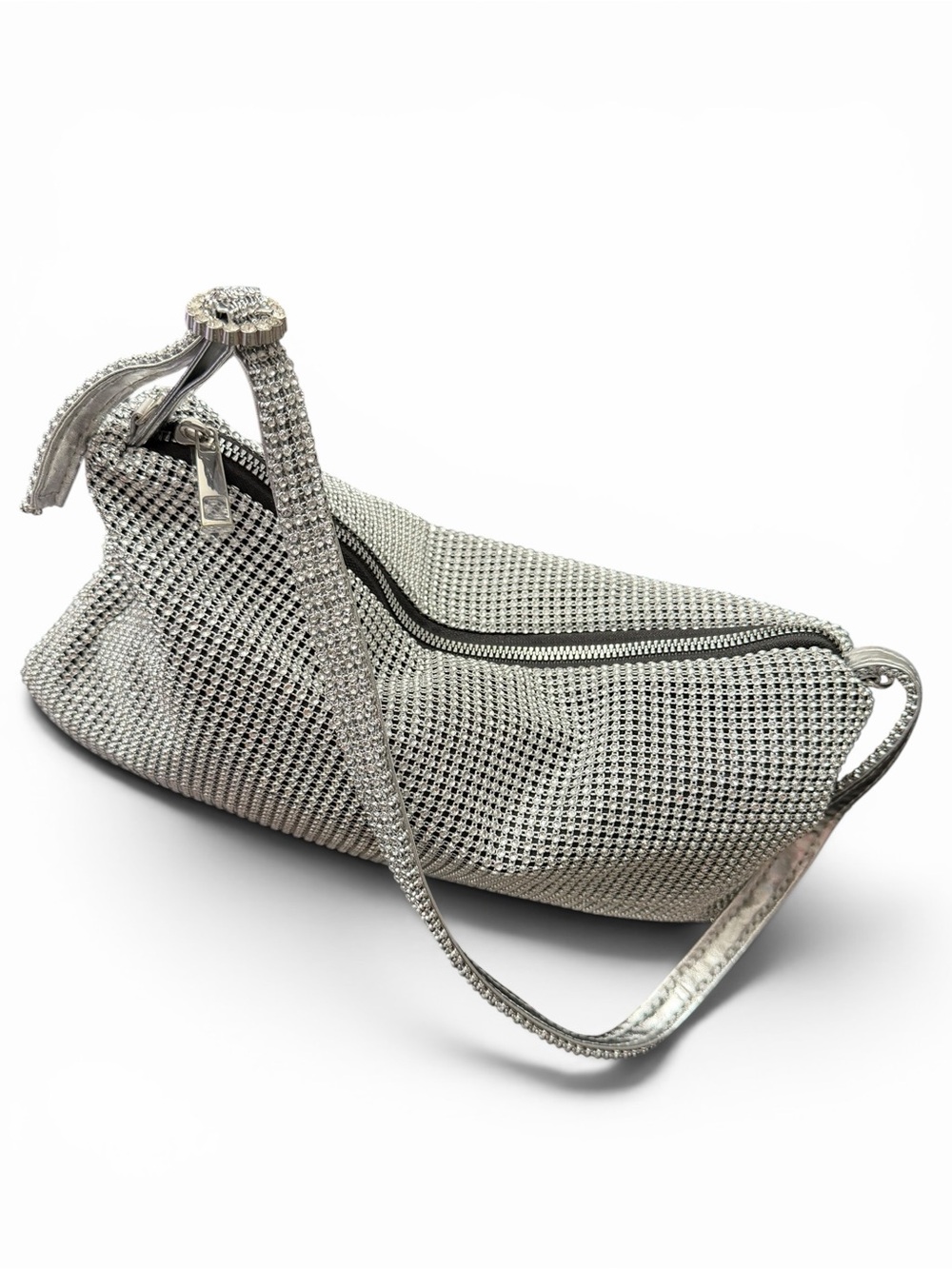Primark Silver Rhinestone Baguette Shoulder Bag  Y2K Minimalist Glam NEW